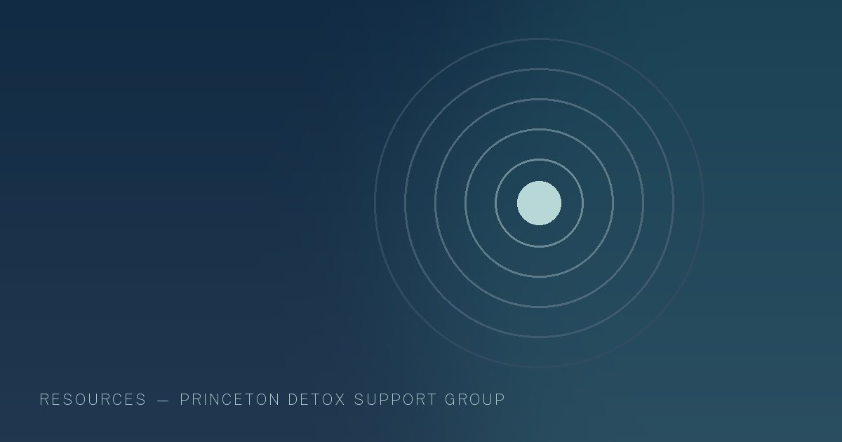Illustration in the site's navy and teal palette showing a steady beacon of light inside a calm dark field, marking this guide to New Jersey Crisis and Emergency Resources.