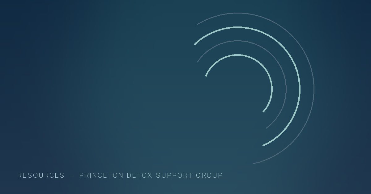 Illustration in the site's navy and teal palette showing overlapping arcs gathered around a common centre, marking this guide to Addiction Treatment Options in New Jersey.